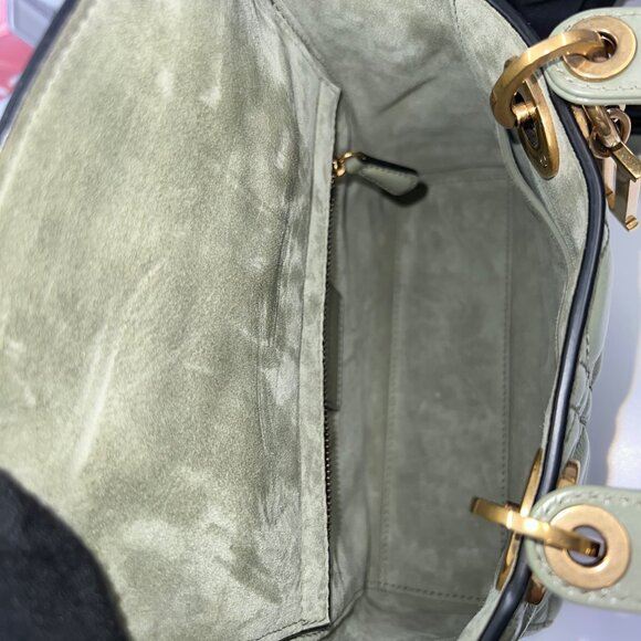 Christian Dior Green Crinkled Patent Cannage Lucky Badges My Lady Dior Bag - Picture 11 of 12